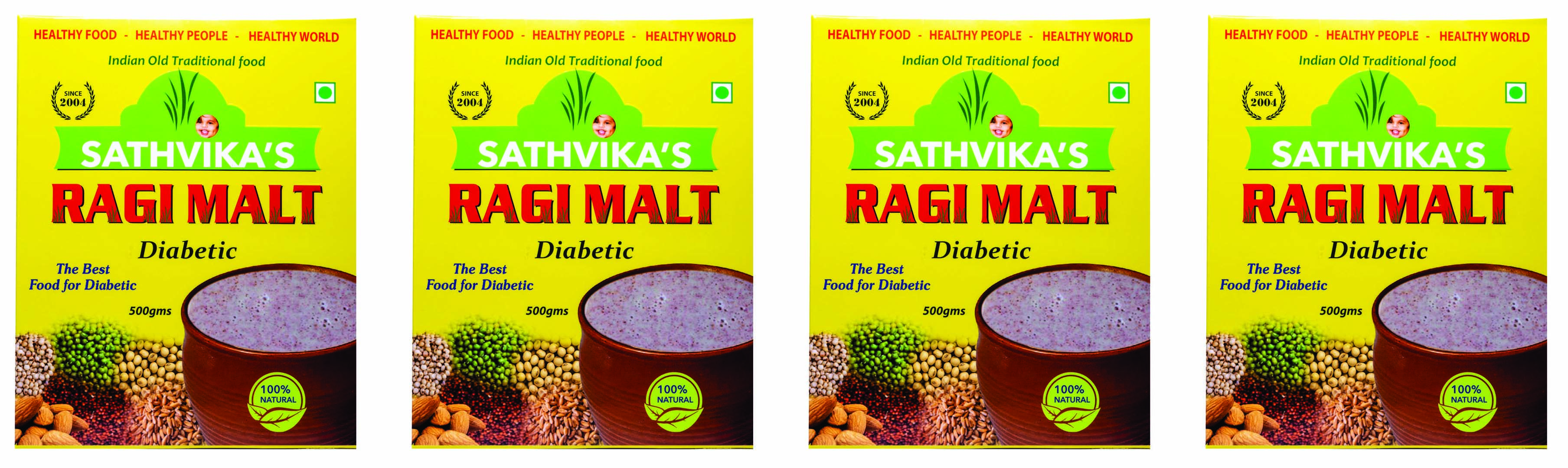 Ragi Malt Diabetic (500 grams) Pack Of 4.